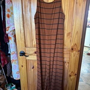 Striped Brown Sleeveless jumpsuit
